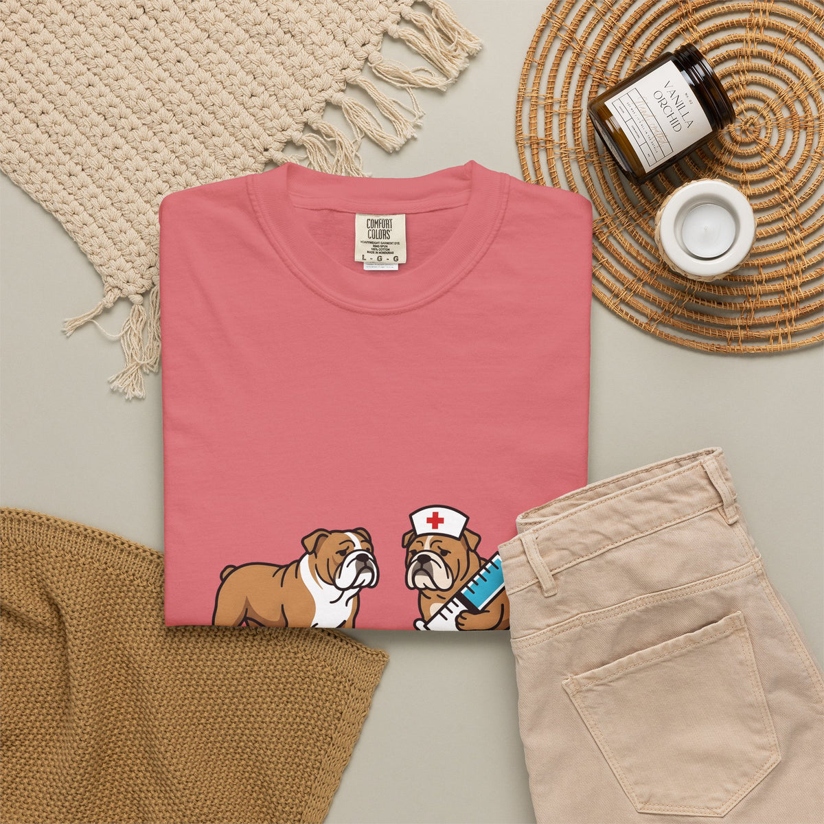Bulldog Nurse T-Shirt Nurses Animal Gift Women Graphic T-Shirt Bulldog T-Shirt Nurse Enthusiast Bulldog Graphic T-Shirt Creature Illustration