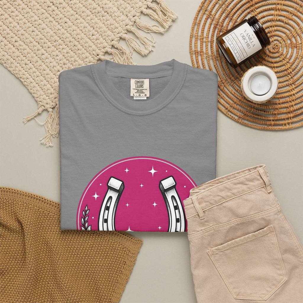 Horseshoe Blossom T-Shirt Cowgirl Ranch Gift Women Hippie T-Shirt Texas Wildflower T-Shirt Rodeo Fan Western T-Shirt Farm Graphic Antique Twinkle