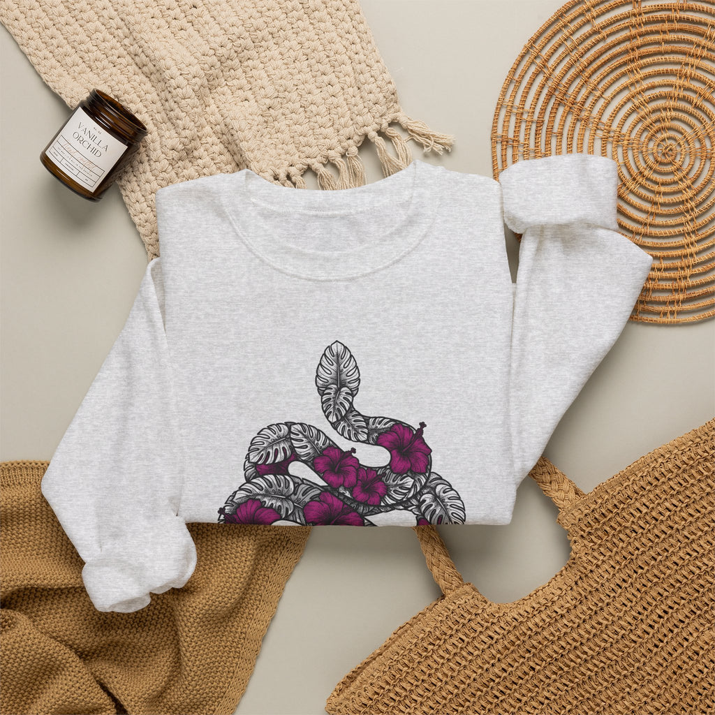 Serpent Flower Sweatshirt Boho Chic Spiritual Gift Women Hippie Sweatshirt Snake Flower Sweatshirt Bohemian Enthusiast Psychedelic Sweatshirt Mystical Graphic