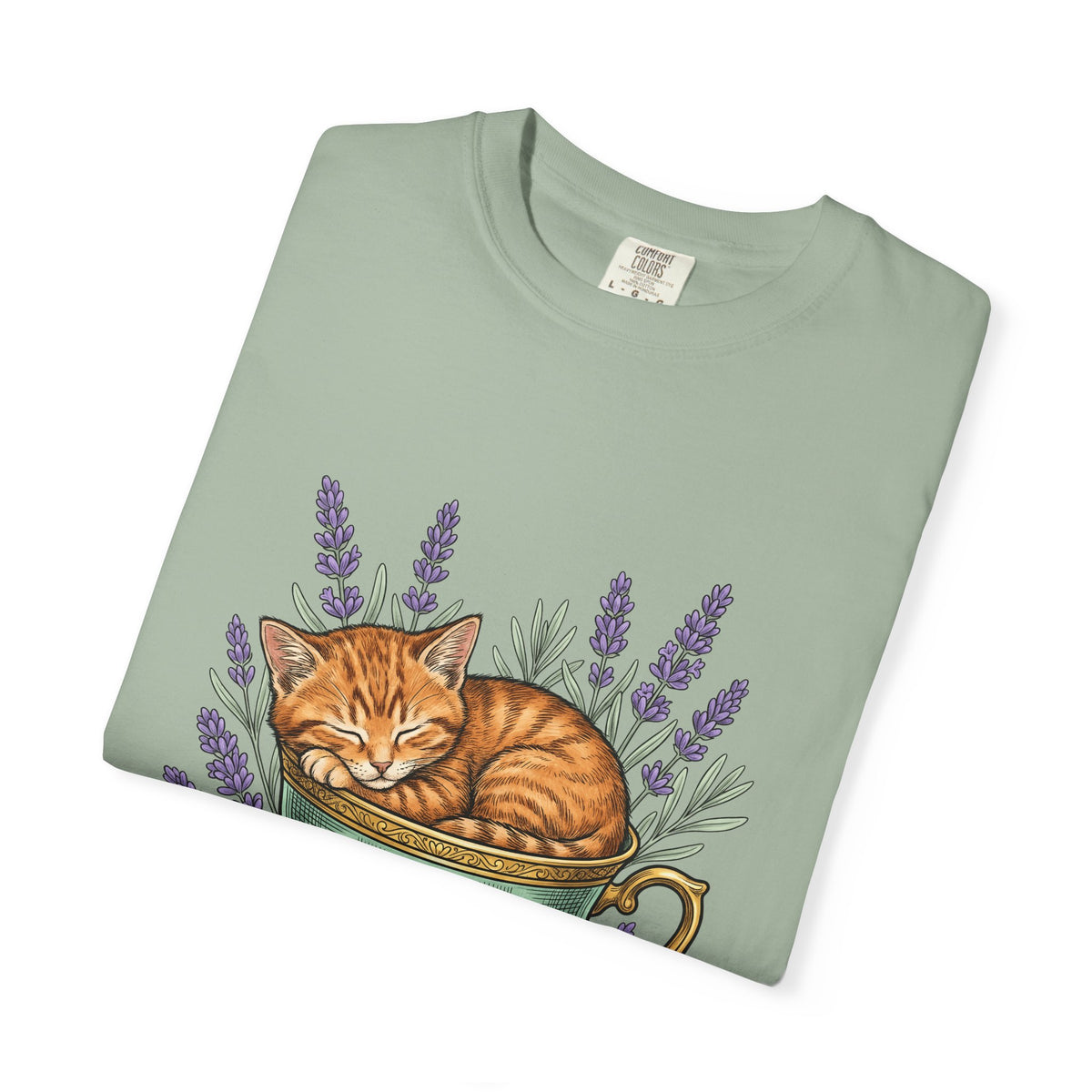 Kitten Cup T-Shirt Cat Garden Gift Women Line Art T-Shirt Cat T-Shirt T-Shirt Cat Fan Feline Graphic T-Shirt Floral Design Hand Painted Flower T-Shirt