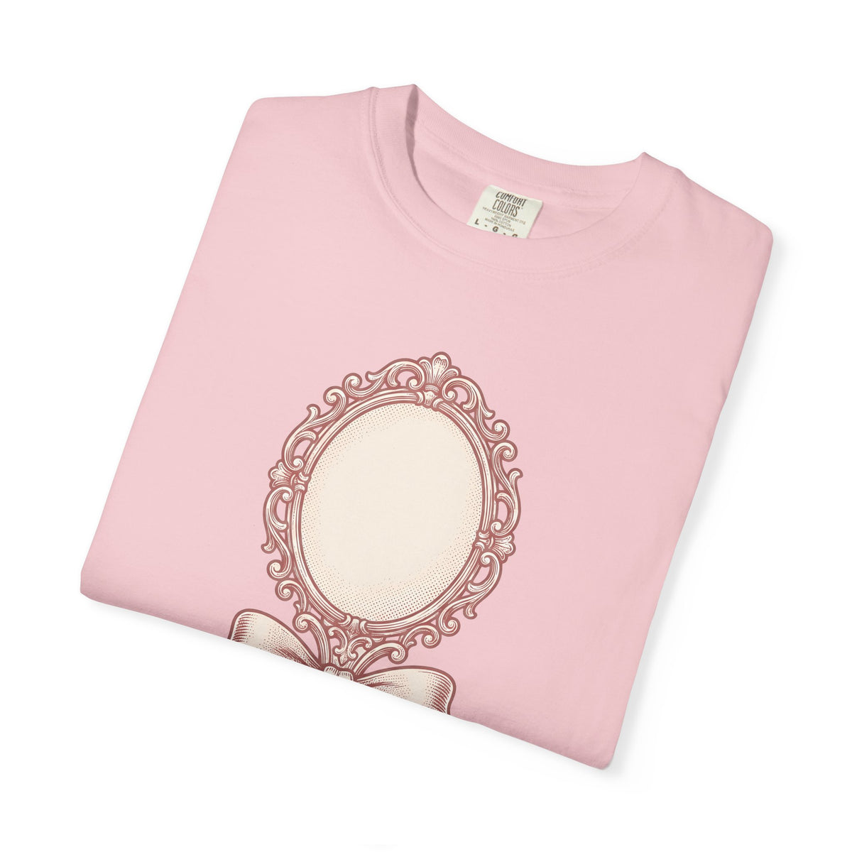 Fancy Mirror T-Shirt Cute Clothing Gift Women Antique T-Shirt Glass T-Shirt Adorable Fan Vintage T-Shirt Apparel Graphic Doodle Knot T-Shirt