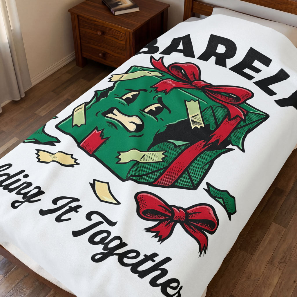 Weathered Package Blanket Christmas Comedy Gift Women Animated Blanket Parcel Blanket Xmas Fan Cartoon Blanket Humor Graphic Old School Knot Blanket
