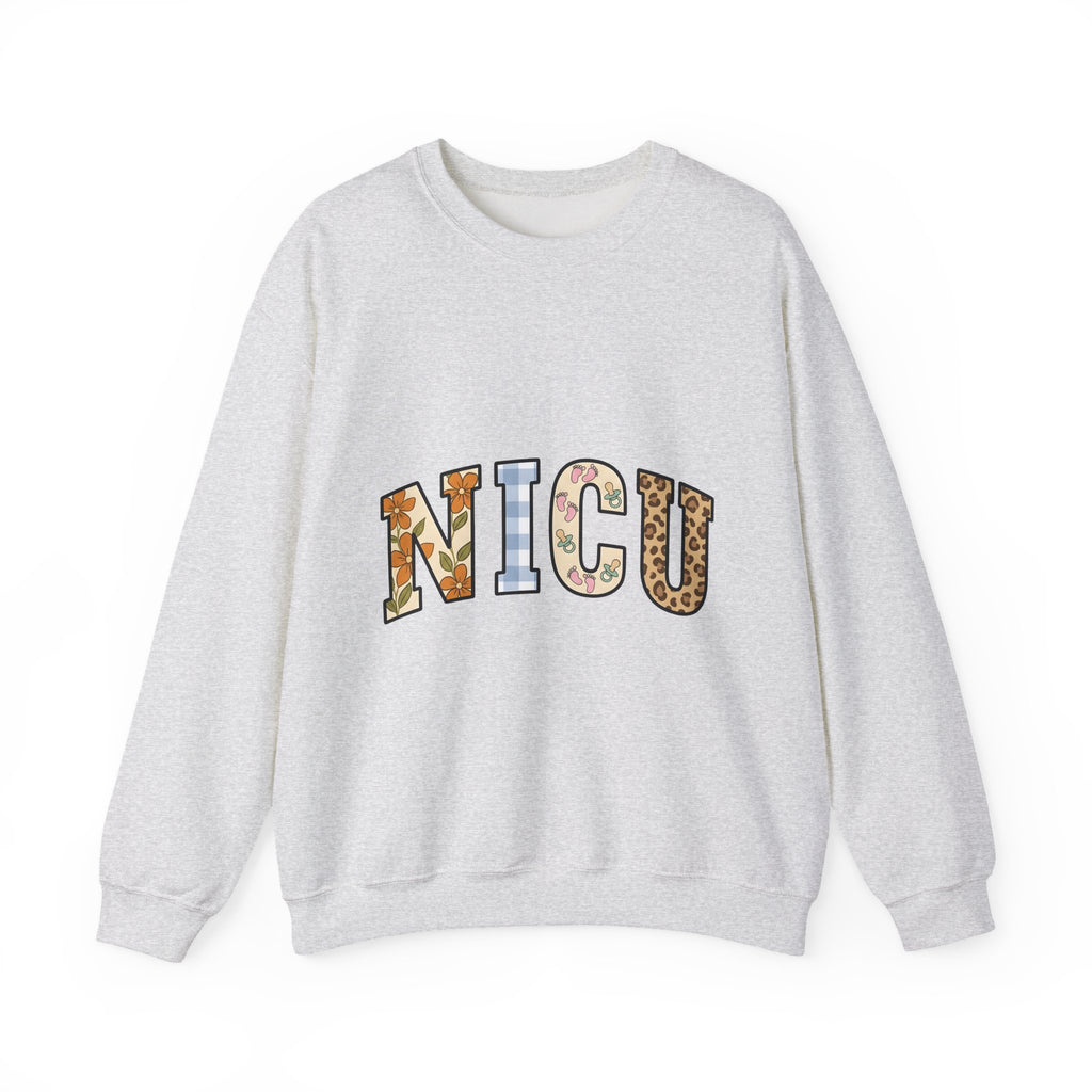 Nicu Letters Pattern Sweatshirt Nurses Baby Gift Women Playful Sweatshirt Neon Letters Sweatshirt Nurse Practitioner Enthusiast Whimsical Sweatshirt Infant