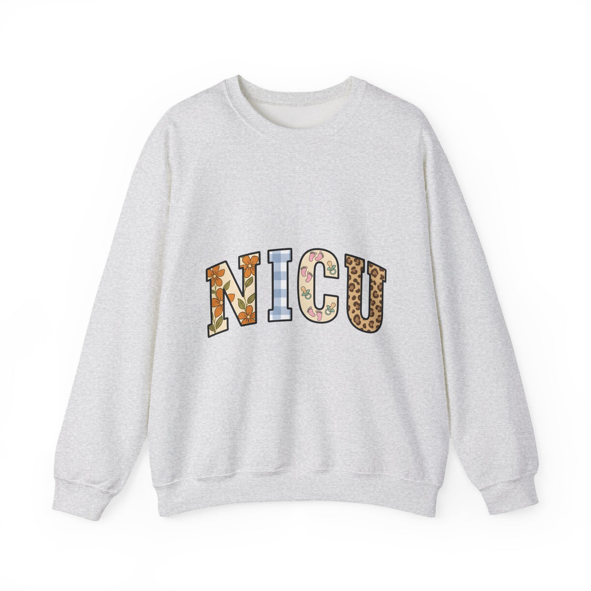 Nicu Letters Pattern Sweatshirt Nurses Baby Gift Women Playful Sweatshirt Neon Letters Sweatshirt Nurse Practitioner Enthusiast Whimsical Sweatshirt Infant