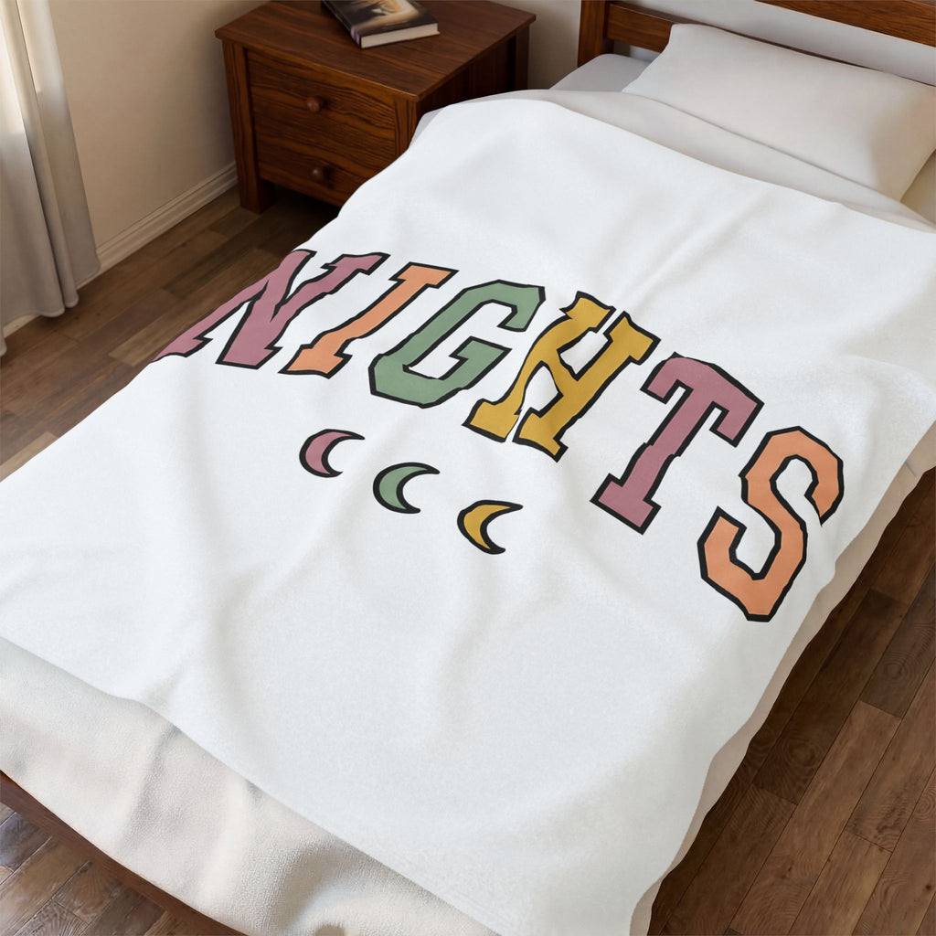 Varsity Lettering Design Blanket Nurses Graveyard Shift Gift Women Pale Hues Blanket Letterman Blanket Nursing Enthusiast Pastel Blanket Night