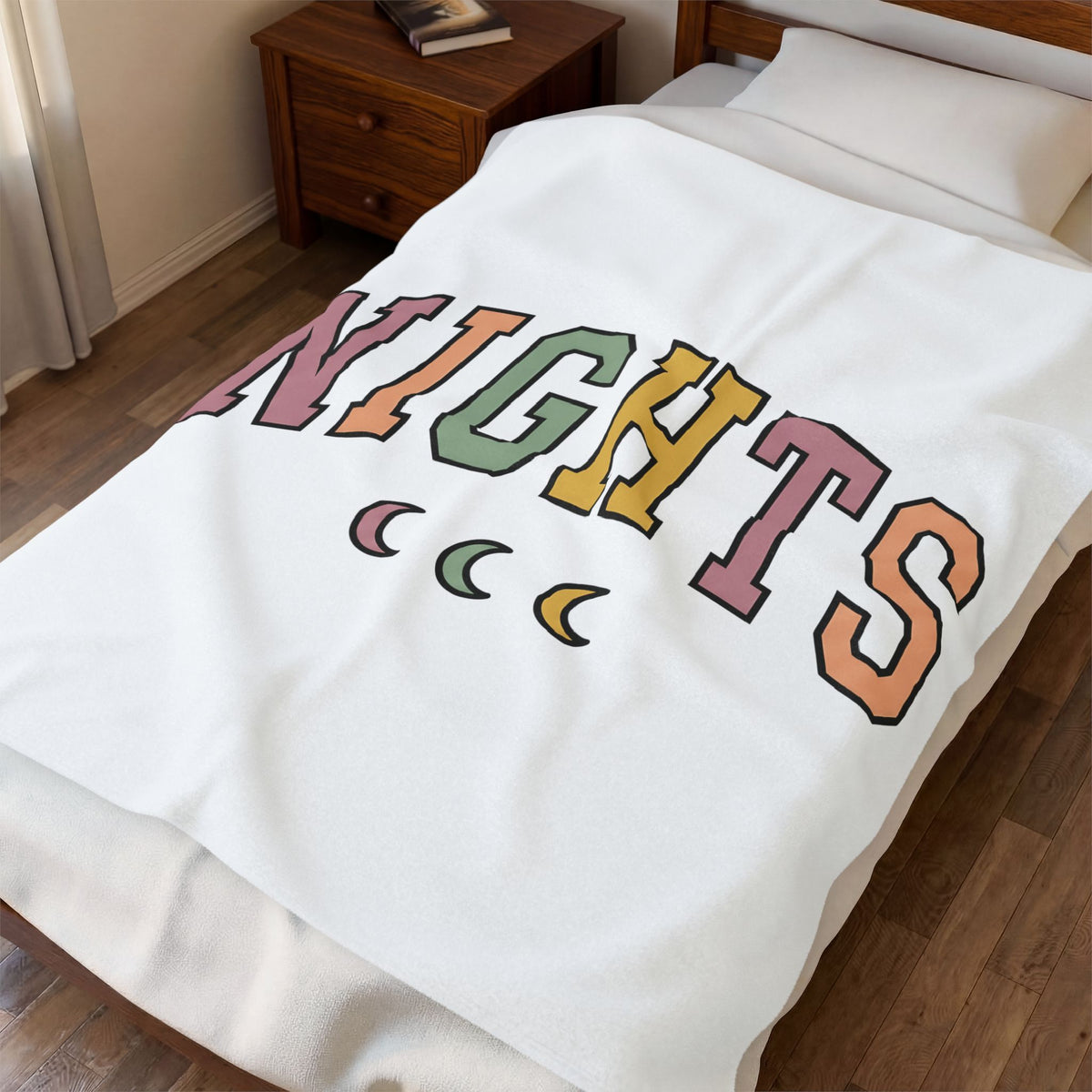 Varsity Lettering Design Blanket Nurses Graveyard Shift Gift Women Pale Hues Blanket Letterman Blanket Nursing Enthusiast Pastel Blanket Night