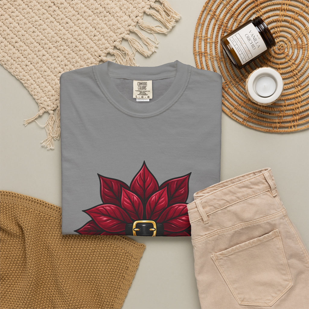 Poinsettia Flower T-Shirt Christmas Floral Gift Women Cartoon T-Shirt Christmas Flower T-Shirt Christmas Fan Comic T-Shirt Floral Graphic Bold