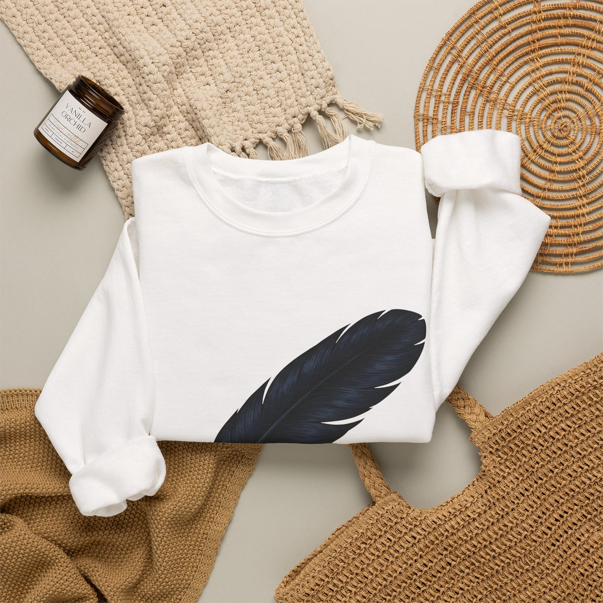 Feather Charm Sweatshirt Boho Chic Spiritual Gift Women Retro Sweatshirt Charm Sweatshirt Bohemian Enthusiast Vintage Sweatshirt Mystical Graphic Sketch Bow