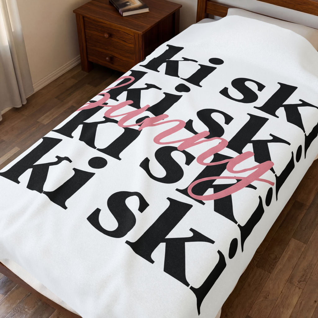 Ski Font Print Blanket Skiing Frost Gift Women Thick Blanket Typography Blanket Snowboarder Enthusiast Bold Blanket Winter Graphic Neat Calligraphy