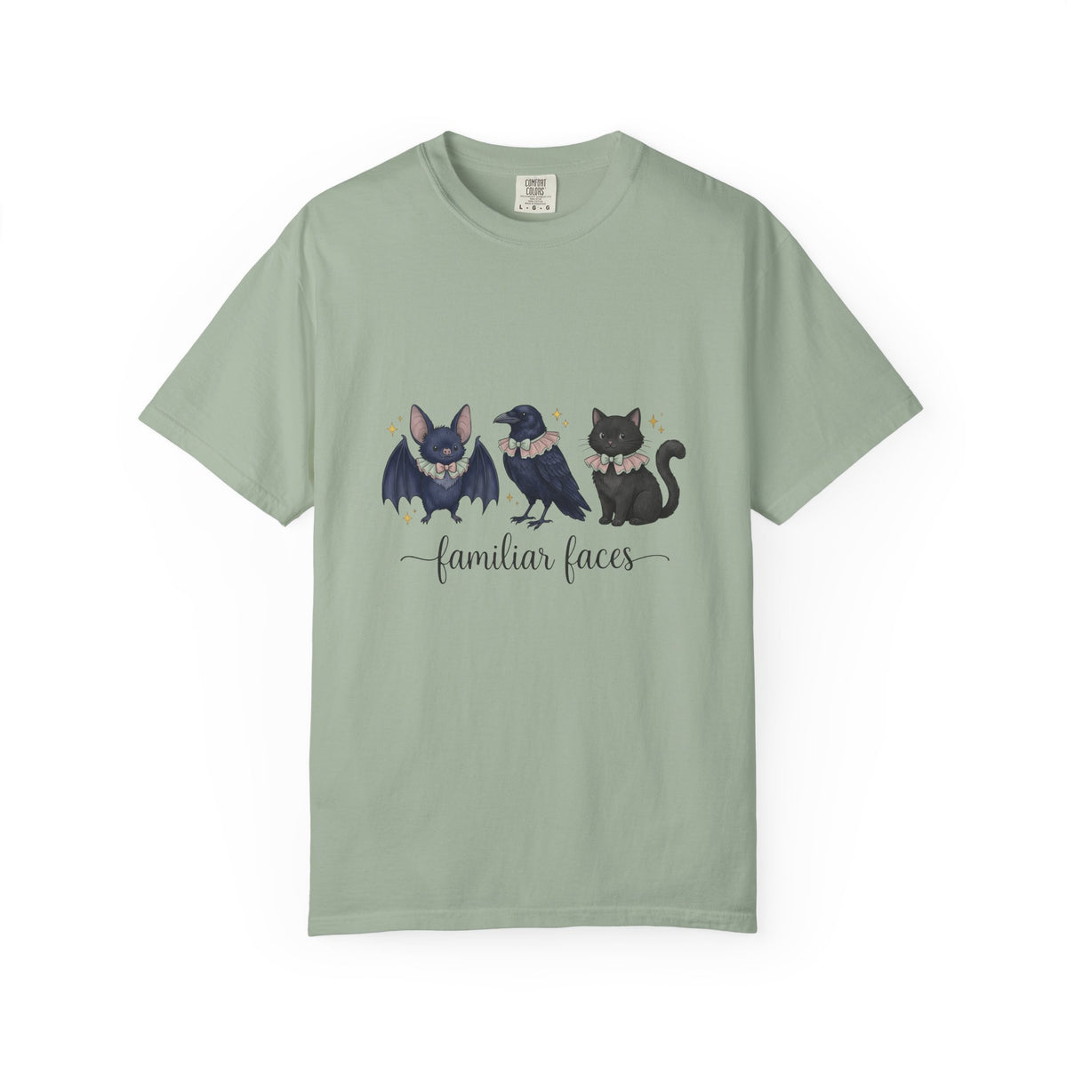 Bat Crow Cat T-Shirt Halloween Witch Gift Women Cute T-Shirt Animal T-Shirt Spooky Fan Cartoon T-Shirt Magical Graphic Hand