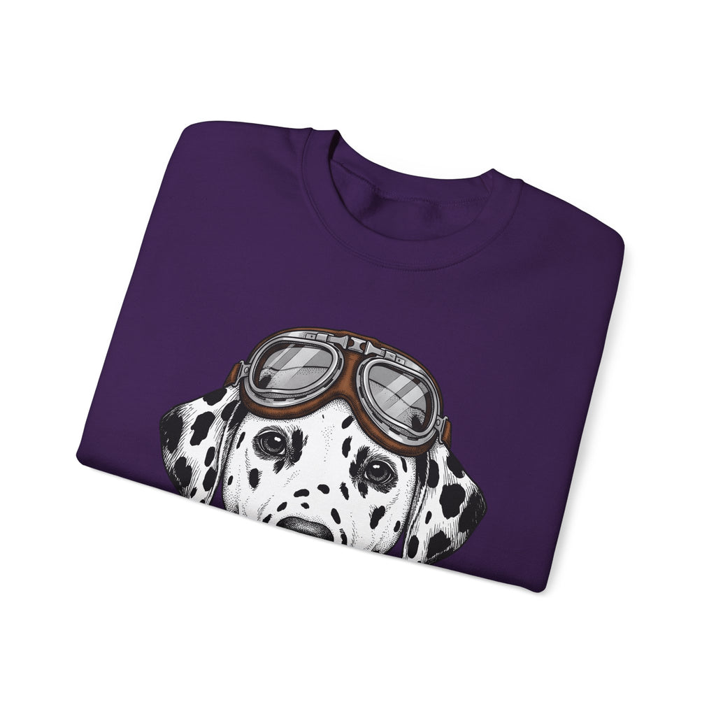 Dalmatian Puppy Sweatshirt Dog Pets Gift Women Line Art Sweatshirt Puppy Sweatshirt Dog Fan Dalmatian Sweatshirt Animal Graphic Retro Pilot Goggles Sweatshirt