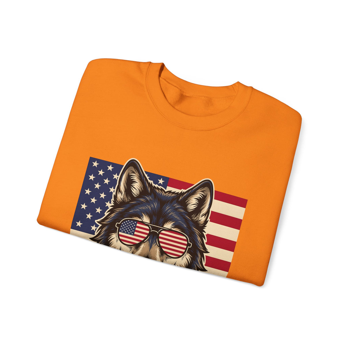 Wolf Shades Sweatshirt America Patriotism Gift Women Classic Sweatshirt Sunglasses Sweatshirt American Enthusiast Retro Sweatshirt Nationalistic Graphic