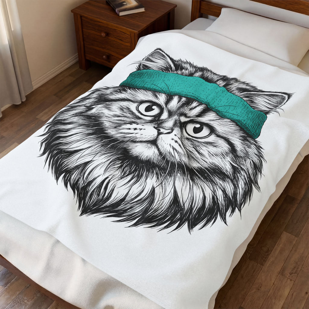 Striped Cat Blanket Cat Pet Supplies Gift Women Doodle Blanket Tabby Cat Blanket Cat Fan Feline Blanket Pet Accessories Graphic Minimalist Headwrap