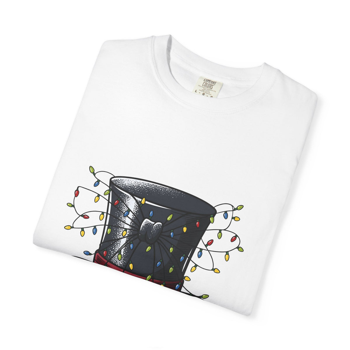 Top Hat Christmas Festive Gift Retro Topper Xmas Fan Vintage Holiday Line Bistro Lights T-Shirt