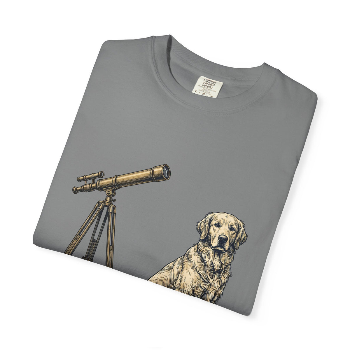 Golden Retriever T-Shirt Dog Universe Gift Women Antique T-Shirt Retriever T-Shirt Dog Fan Vintage T-Shirt Galaxy Graphic Cartoon Telescope T-Shirt