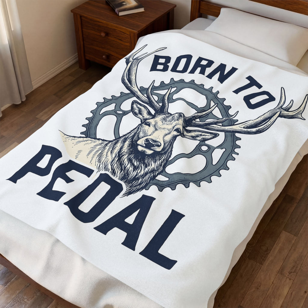 Deer Gear Cycling Nature Gift Vintage Hunting Cyclist Fan Retro Wilderness Hand Drawn Antlers Blanket