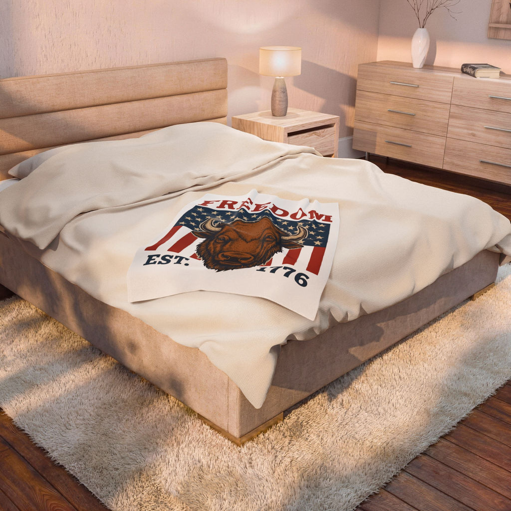Buffalo Head Blanket America Independence Gift Women Antique Blanket Bison Blanket Patriot Fan Vintage Blanket Liberty Graphic Heritage Stars