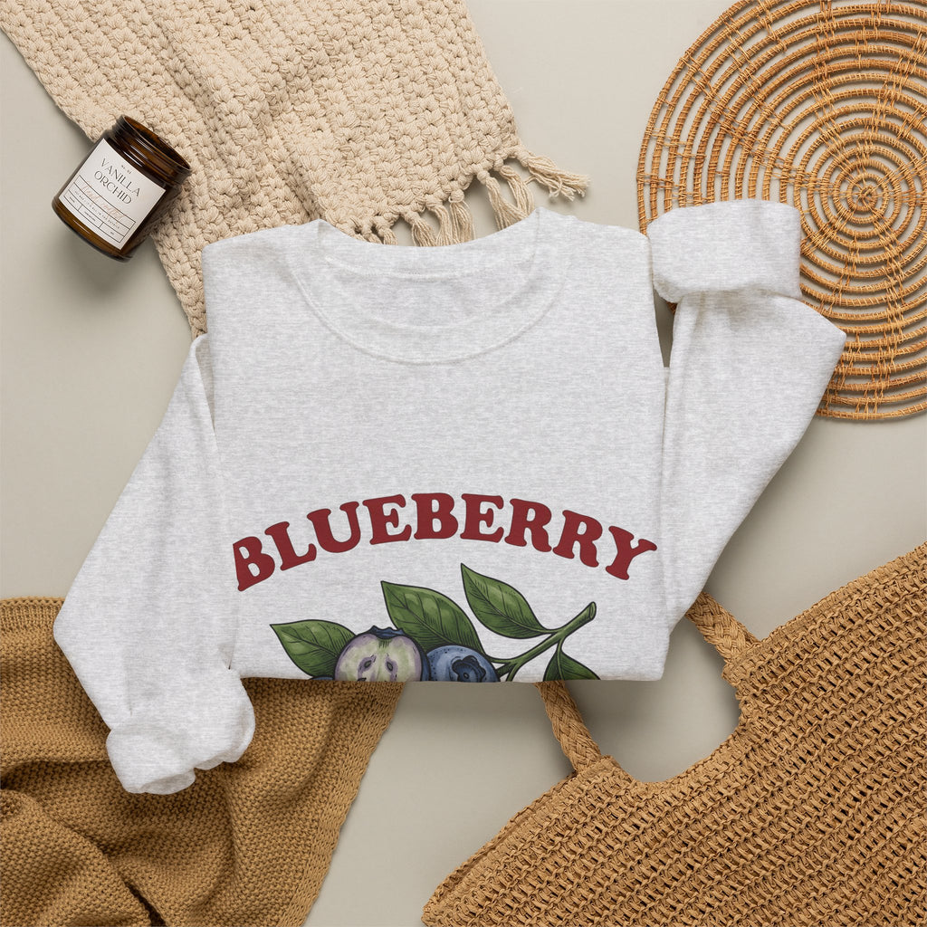 Blueberry Sprig Sweatshirt Fruit Cooking Gift Women Sketch Sweatshirt Blueberries Sweatshirt Fruit Fan Drawing Design Line Art Greenery Sweatshirt
