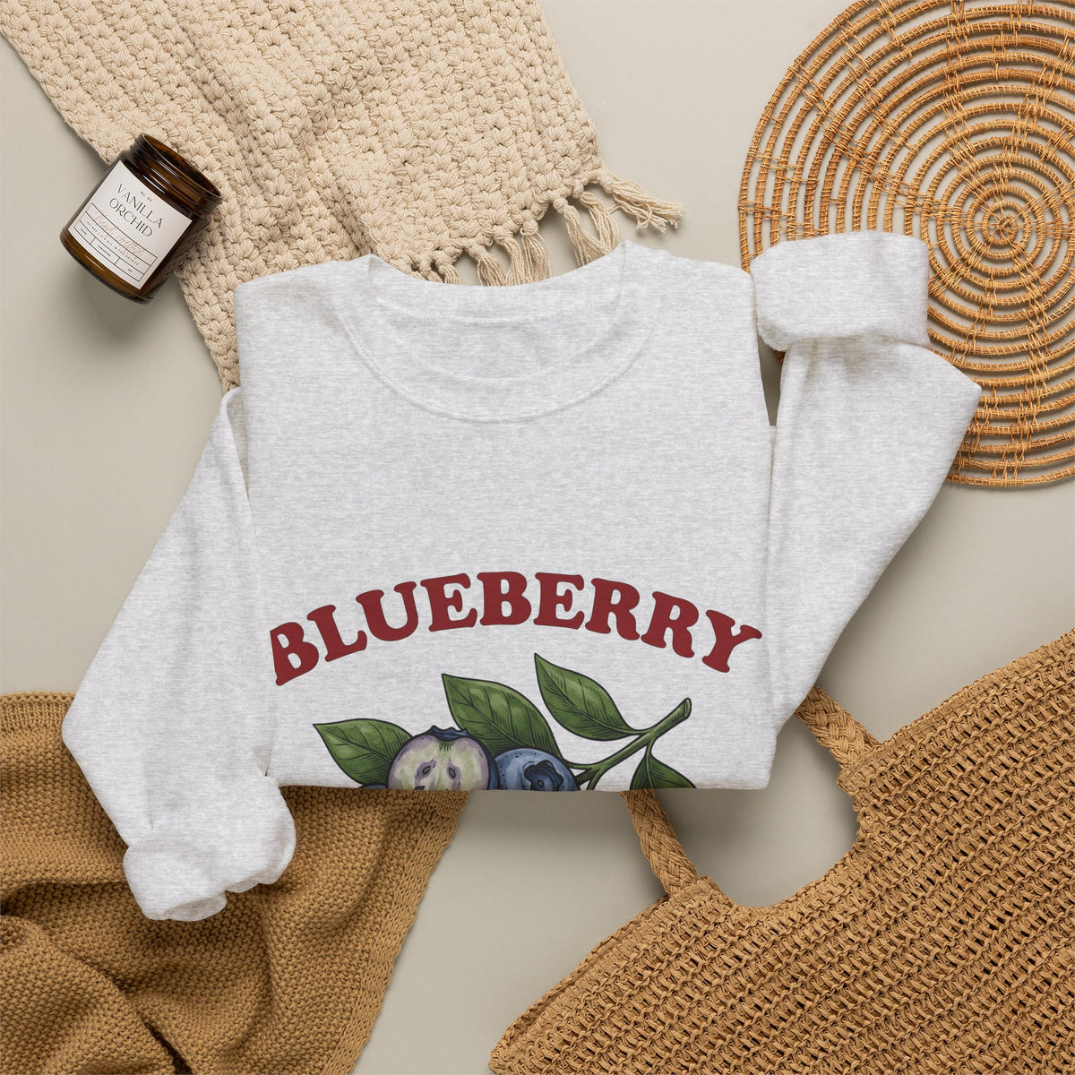 Blueberry Sprig Sweatshirt Fruit Cooking Gift Women Sketch Sweatshirt Blueberries Sweatshirt Fruit Fan Drawing Design Line Art Greenery Sweatshirt