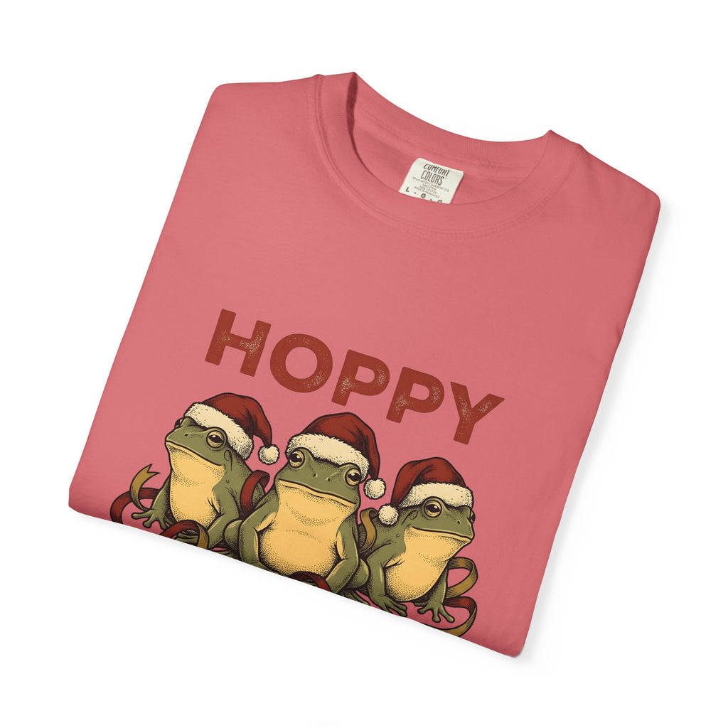 Frog Holiday Hats Christmas Wildlife Gift Cartoon Toad Xmas Fan Toad Animal Line Sash T-Shirt