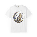 Flower Kitty T-Shirt Cat Astrology Gift Women Hippie T-Shirt Kitty Cat T-Shirt Cat Fan Zodiac Graphic T-Shirt Retro Half Moon T-Shirt