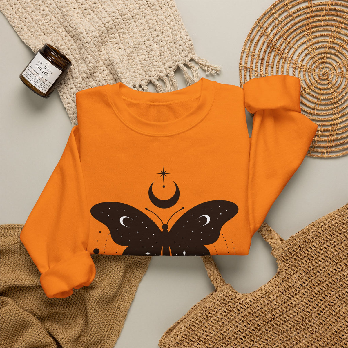 Butterfly Stone Sweatshirt Boho Chic Supernatural Gift Women Mystical Sweatshirt Rock Sweatshirt Bohemian Fan Magical Sweatshirt Occult Graphic Sleek Lunar