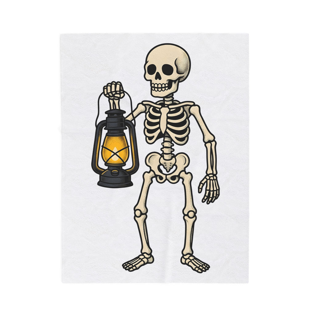 Skeleton Lantern Halloween Spooky Gift Vintage Jack O Lantern Horror Fan Creepy Hand Drawn Blanket