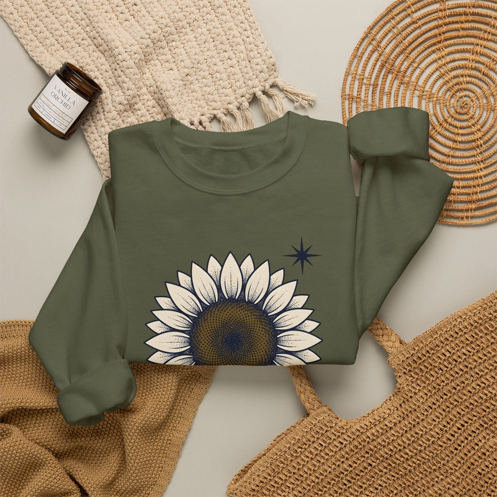 Sunflower Design Sweatshirt Floral Outdoors Gift Women Hippie Sweatshirt Sunflower Sweatshirt Flower Fan Bohemian Sweatshirt Adventure Graphic Rustic Sparkles