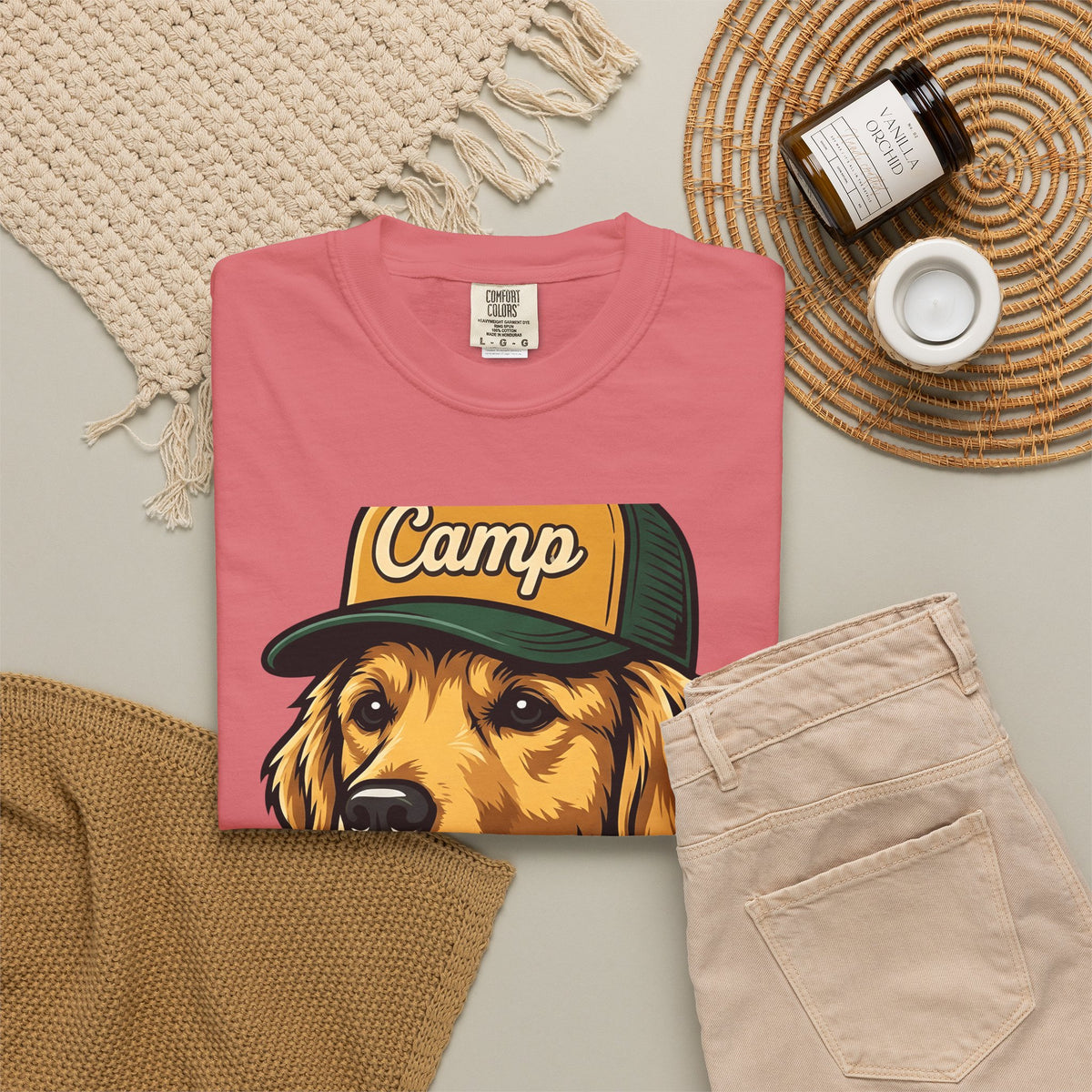 Golden Retriever T-Shirt Dog Hiking Gift Women Hand Drawn T-Shirt Retriever T-Shirt Dog Fan Illustrated Graphic T-Shirt Classic Cap T-Shirt