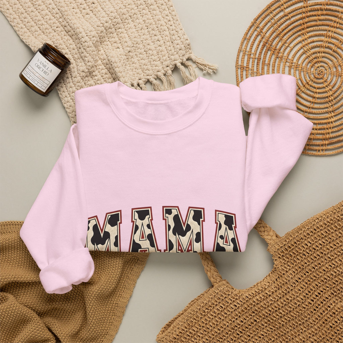 Cow Pattern Lettering Sweatshirt Mom Ranch Gift Women Farmhouse Sweatshirt Typography Sweatshirt Mother Enthusiast Rustic Sweatshirt Farm Graphic Vintage