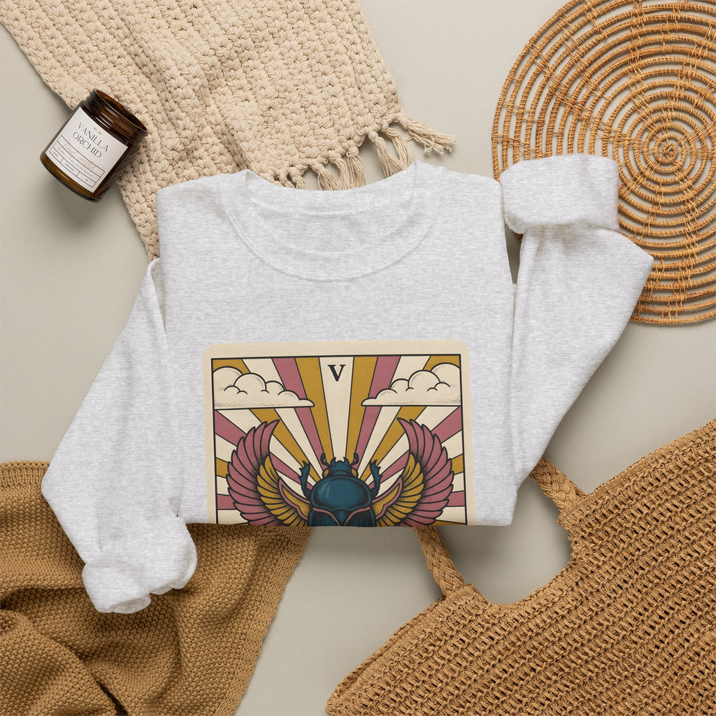Beetle Sweatshirt Boho Chic Esoteric Gift Women Divination Card Sweatshirt Bug Sweatshirt Bohemian Fan Tarot Sweatshirt Mystical Graphic Hand Drawn Crescent