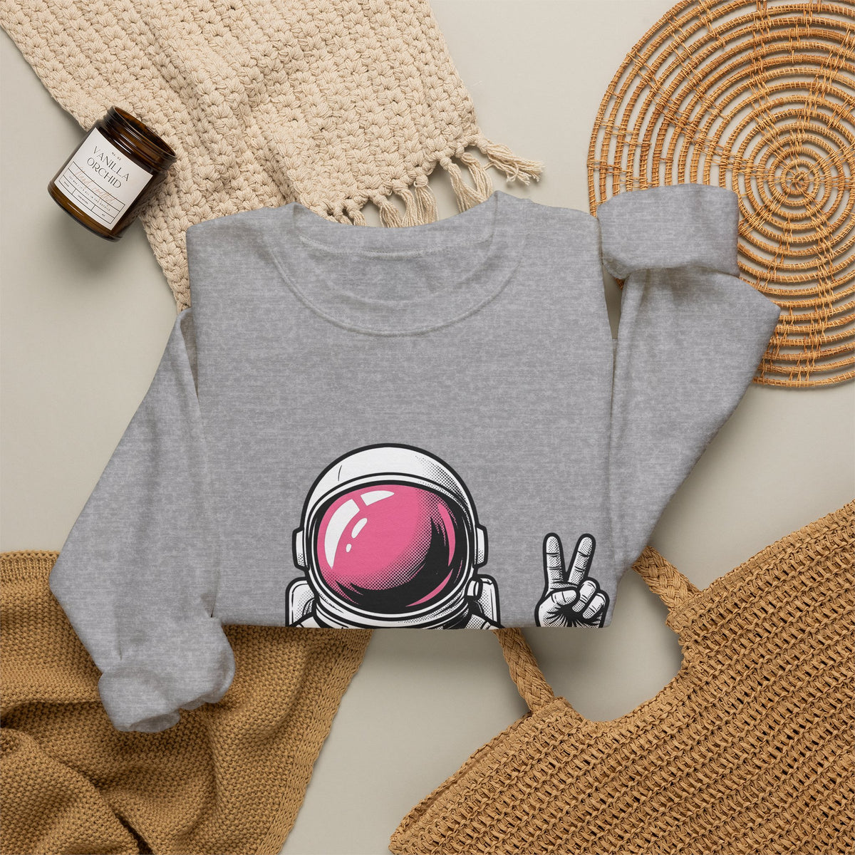 Astronaut Graphic Sweatshirt America Space Gift Women Comic Sweatshirt Cosmonaut Sweatshirt Patriot Fan Galactic Graphic Illustration Cartoon Sweatshirt Retro