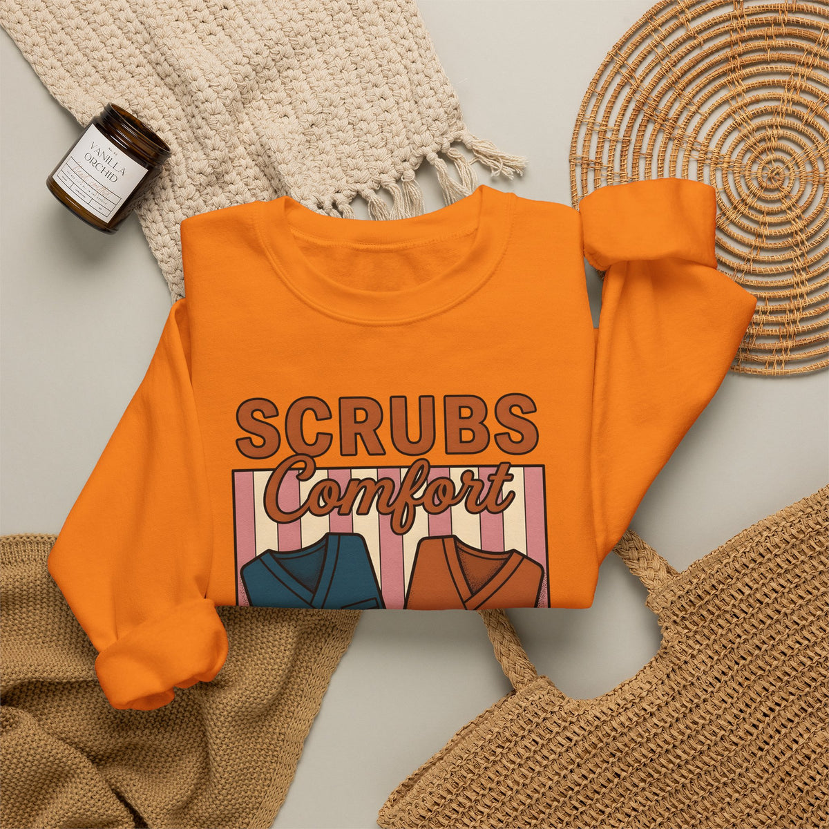 Scrubs Print Sweatshirt Nurses Wellness Gift Women Hand Drawn Sweatshirt Medical Print Sweatshirt Nurse Enthusiast Illustration Graphic Line Art Red Cross