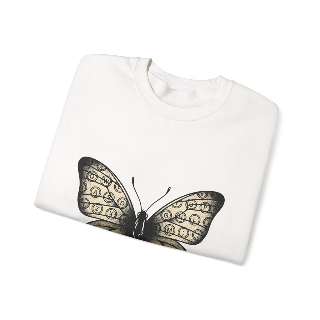 Butterfly Design Sweatshirt Moms Environment Gift Women Sketch Sweatshirt Butterfly Sweatshirt Motherhood Fan Illustration Graphic Cartoon Keyboard Keys