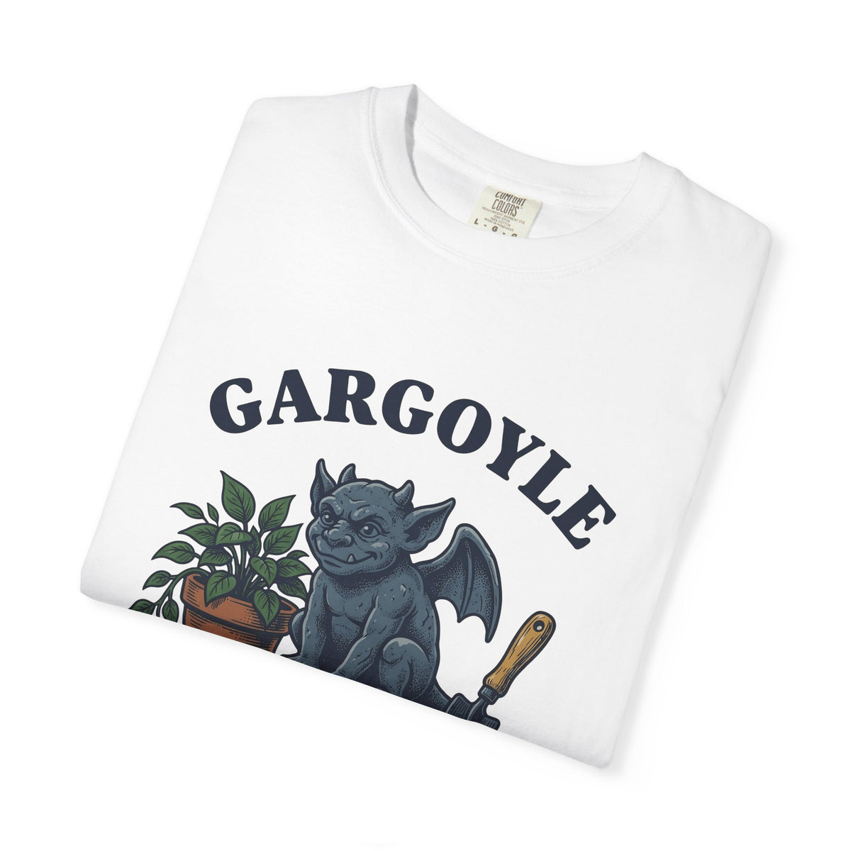 Gargoyle Figure T-Shirt Funny Garden Gift Women Comic T-Shirt Statue T-Shirt Humor Fan Caricature T-Shirt Yard Graphic Old School Planter T-Shirt