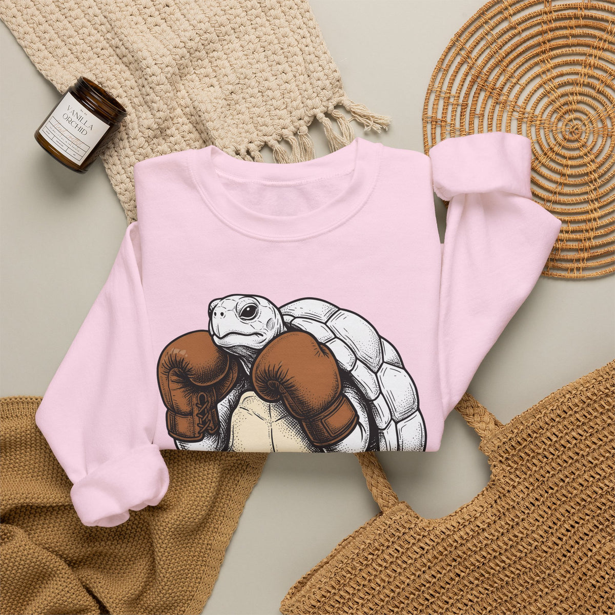 Turtle Punch Gloves Sweatshirt Sports Workout Gift Women Line Art Sweatshirt Boxing Gloves Sweatshirt Athlete Enthusiast Illustration Sweatshirt Fitness