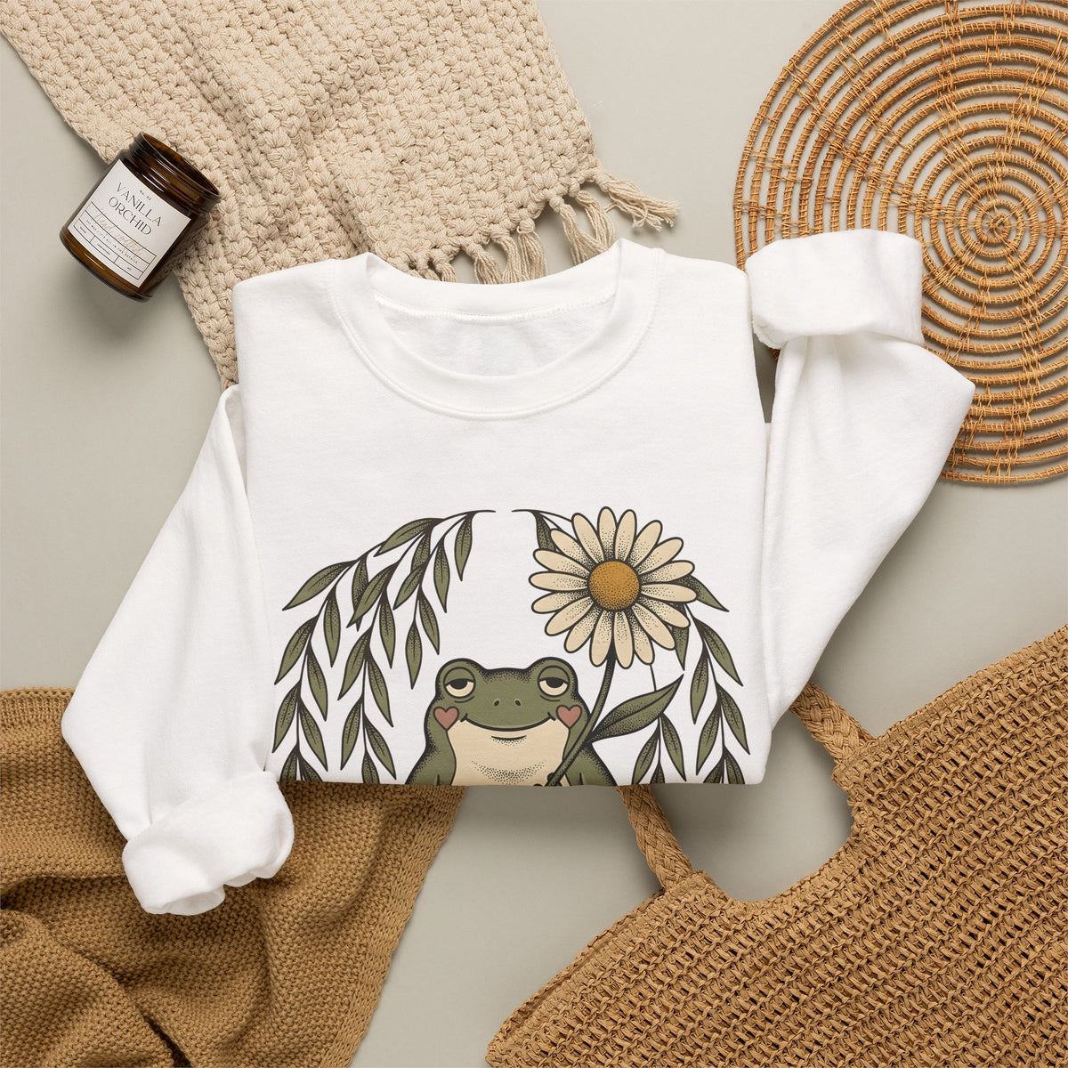Frog Flower Cute Animal Gift Boho Toad T Sweatshirt
