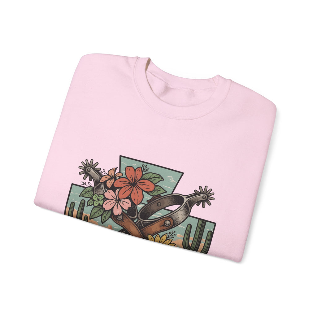 Leather Spurs Sweatshirt Cowgirl Garden Gift Women Tribal Sweatshirt Rowels Sweatshirt Cowboy Fan Primitive Sweatshirt Gardening Graphic Sketch Desert Plants