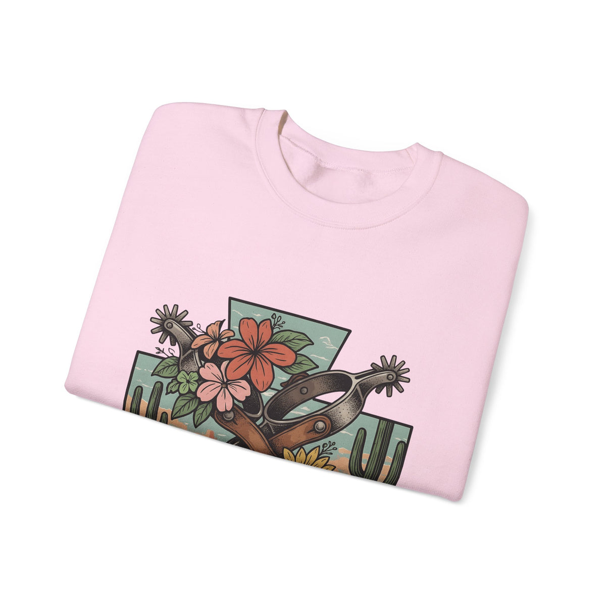 Leather Spurs Sweatshirt Cowgirl Garden Gift Women Tribal Sweatshirt Rowels Sweatshirt Cowboy Fan Primitive Sweatshirt Gardening Graphic Sketch Desert Plants