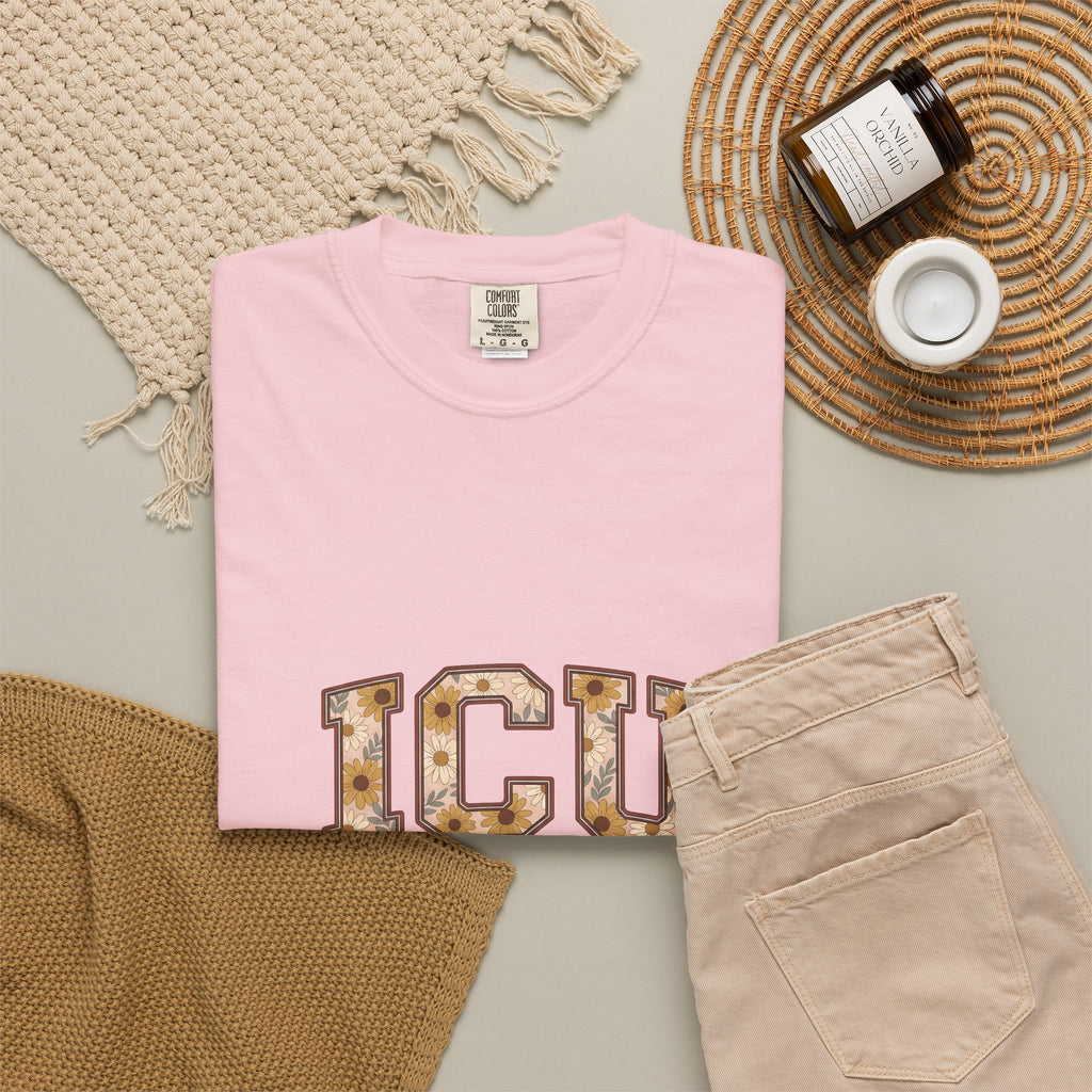 Flower Varsity Letters T-Shirt Nurse Floral Gift Women Boho T-Shirt Letterman T-Shirt Healthcare Enthusiast Hippie T-Shirt Floral Design Retro