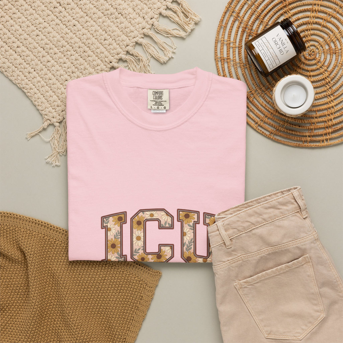 Flower Varsity Letters T-Shirt Nurse Floral Gift Women Boho T-Shirt Letterman T-Shirt Healthcare Enthusiast Hippie T-Shirt Floral Design Retro