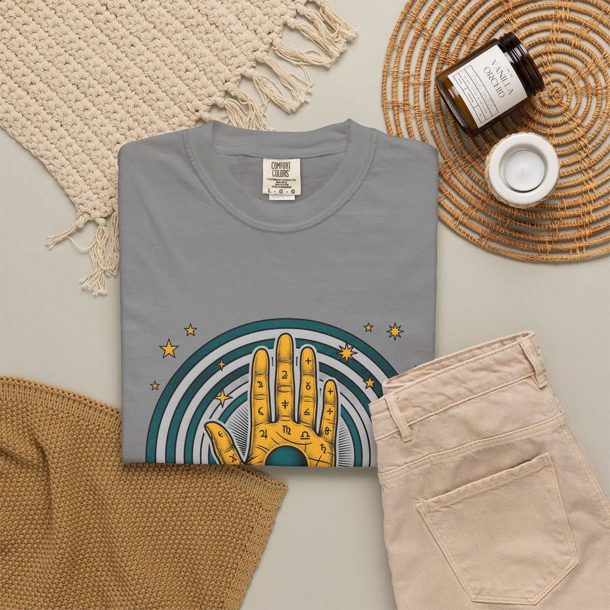 Fortune Hand T-Shirt Astrology Esoteric Gift Women Ethnic T-Shirt Palmistry T-Shirt Zodiac Fan Tribal T-Shirt Mystical Graphic Classic Astrological