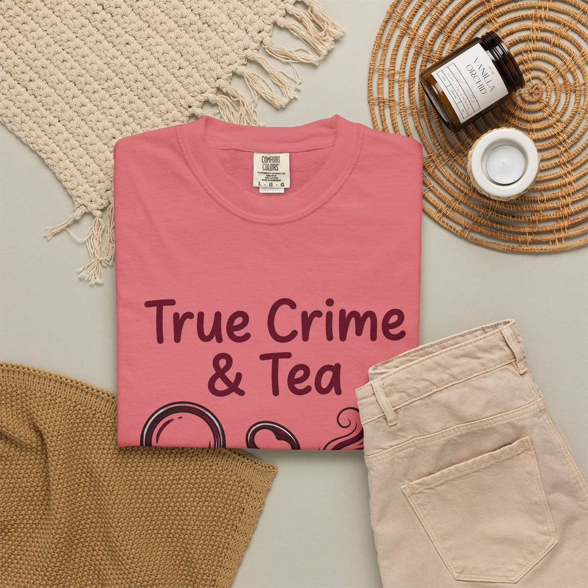 Teacup T-Shirt Drinks Suspense Gift Women Line Art T-Shirt Teapot T-Shirt Beverage Fan Illustration Graphic Mystery Cartoon Magnifier T-Shirt