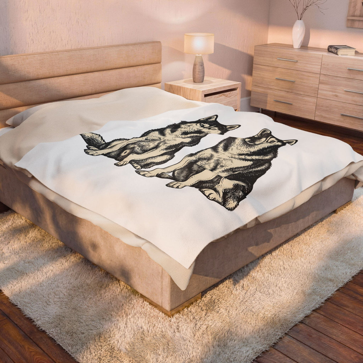 Siberian Huskies Blanket Dog Wildlife Gift Women Doodle Blanket Husky Blanket Dog Fan Doggy Blanket Wildlife Graphic Classic Couple Blanket