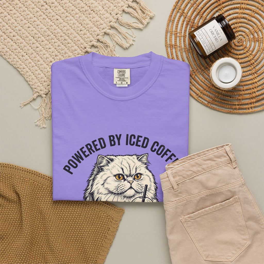 Persian Cat Coffee T-Shirt Coffee Animals Gift Women Hand Drawn T-Shirt Persian Cat T-Shirt Coffee Fan Illustrated T-Shirt Pet Graphic Vintage Iced