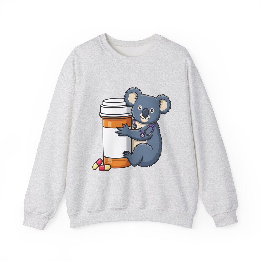 Koala Stethoscope Sweatshirt Nurses Animal Gift Women Cute Cartoon Sweatshirt Stethoscopes Sweatshirt Nurse Enthusiast Cartoonish Sweatshirt Wildlife Graphic