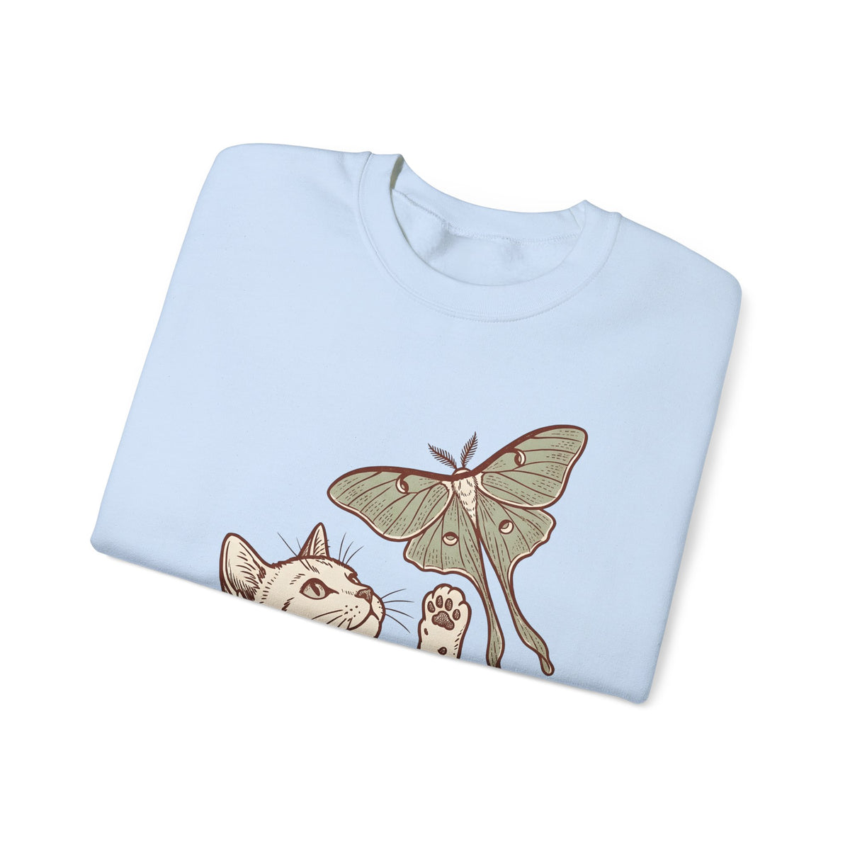 Kitten Moth Sweatshirt Cat Outdoors Gift Women Sketch Sweatshirt Kitten Sweatshirt Cat Fan Drawing Graphic Retro Leaf Sweatshirt