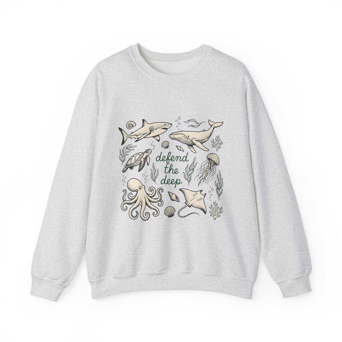 Sea Creatures Sweatshirt Ocean Wildlife Gift Women Sketch Sweatshirt Marine Life Sweatshirt Marine Fan Oceanic Sweatshirt Wildlife Graphic Retro Kelp Sweatshirt