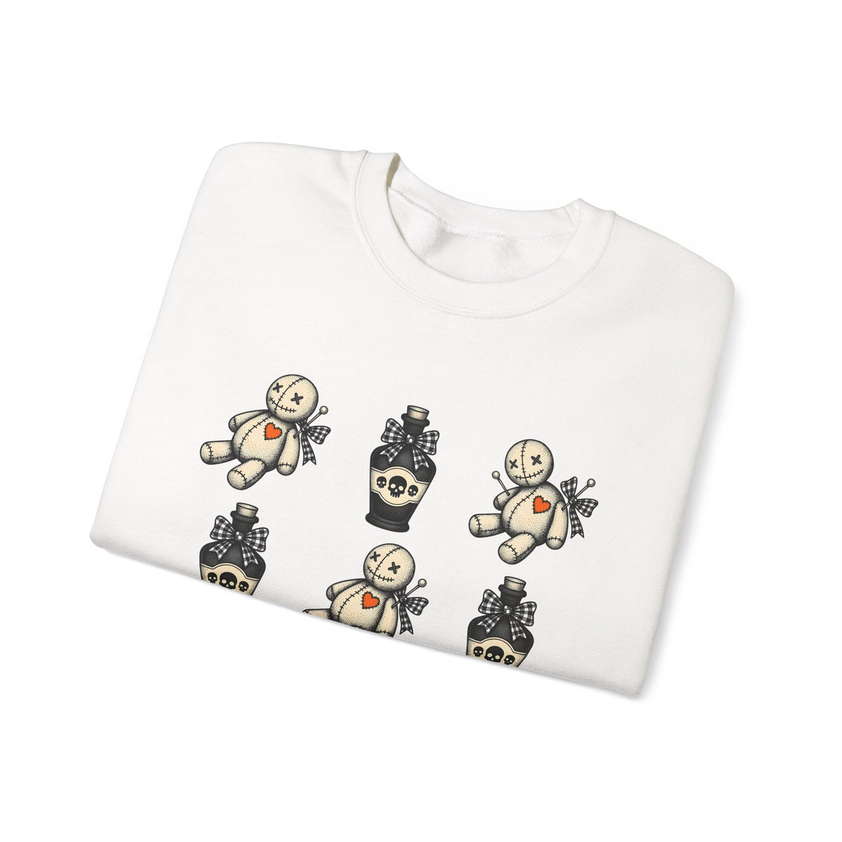 Charm Doll Sweatshirt Halloween Macabre Gift Women Old School Sweatshirt Voodoo Doll Sweatshirt Horror Fan Retro Sweatshirt Dark Graphic Throwback Remedy Flask