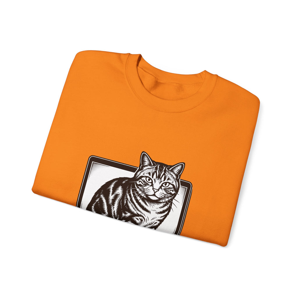 Orange Cat Sweatshirt Cat Gadgets Gift Women Classic Sweatshirt Kitty Sweatshirt Cat Fan Retro Sweatshirt Tech Graphic Doodle Notebook Sweatshirt
